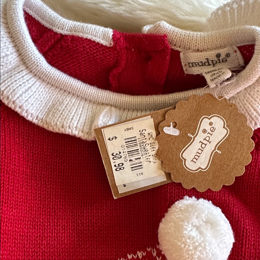 Adorable Santa Mud Pie Red child holiday sweater with ruffles size M (2-3T) - Picture 2 of 7